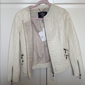 Off white leather jacket